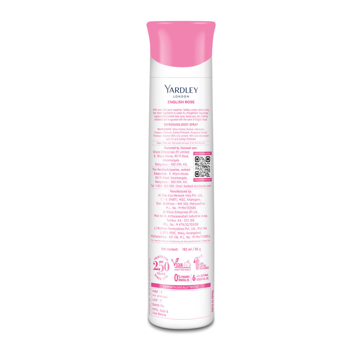 YARDLEY ENGLISH ROSE DEO 150ML