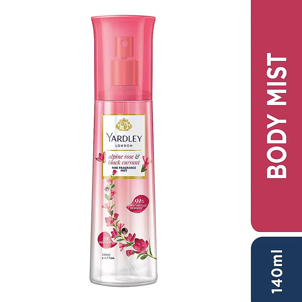 YARDLEY FINE FRAGRANCE MIST – ALPINE ROSE & BLACK CURRANT – 135 ML