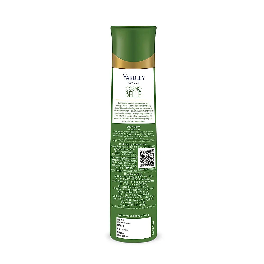 YARDLEY COSMO BELLE REFRESHING BODY SPRAY FOR WOMEN, 150ML