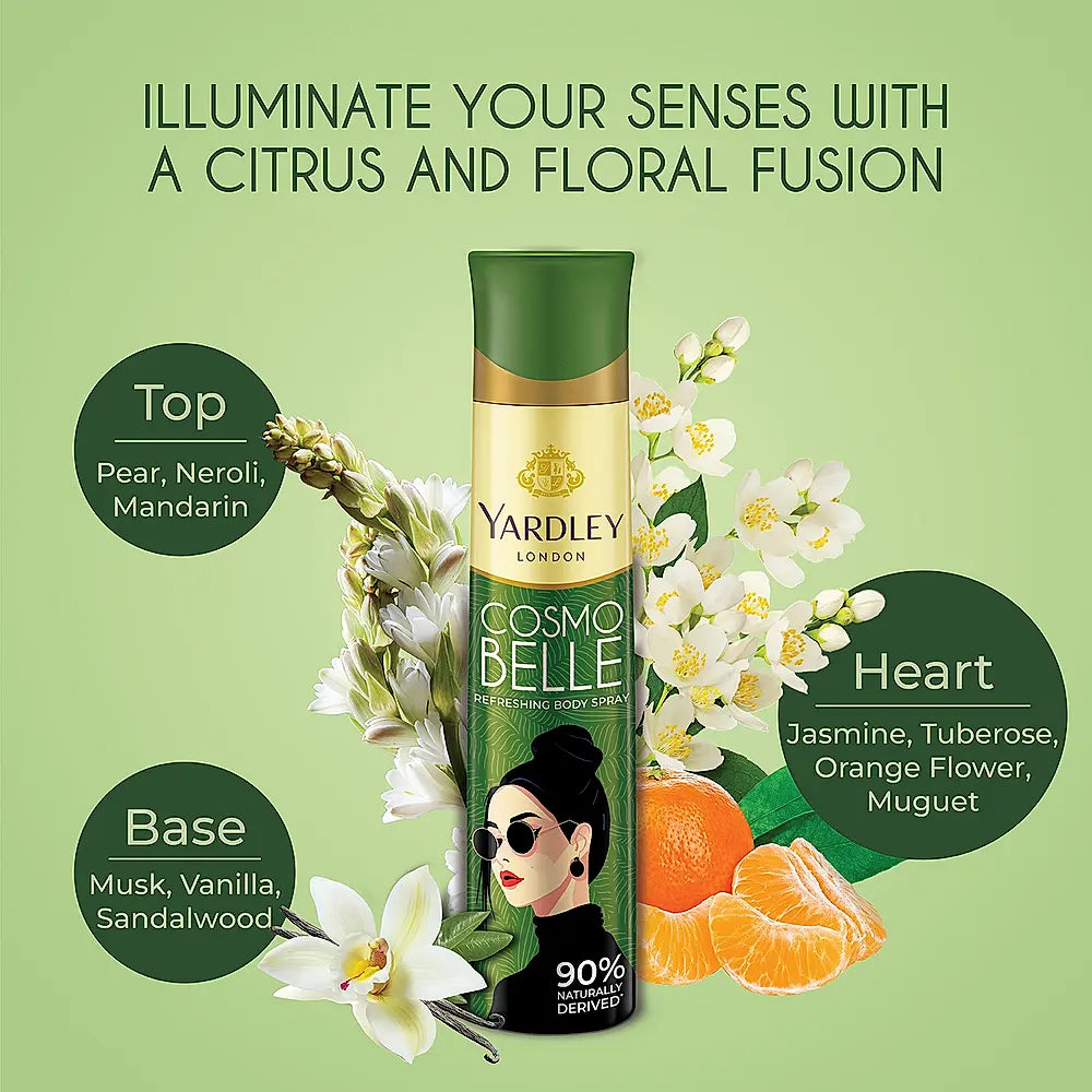 YARDLEY COSMO BELLE REFRESHING BODY SPRAY FOR WOMEN, 150ML