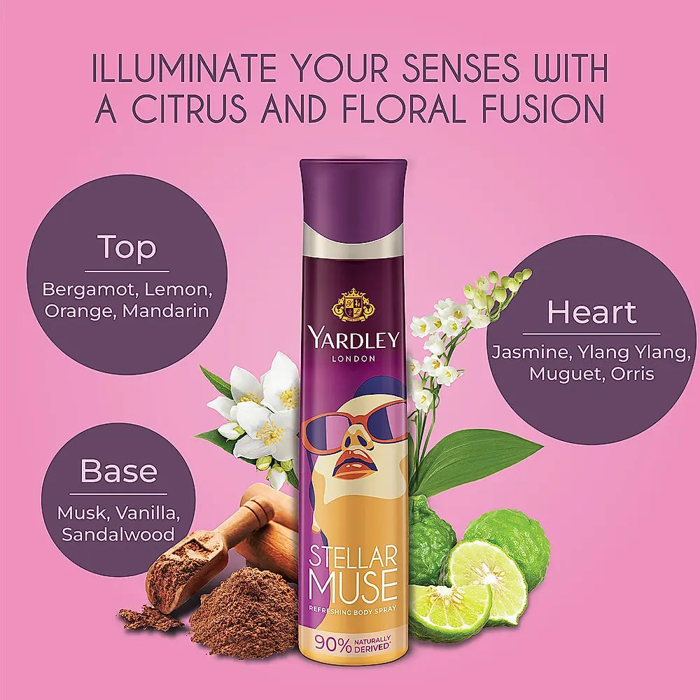 YARDLEY STELLAR MUSE REFRESHING BODY SPRAY FOR WOMEN, 150ML