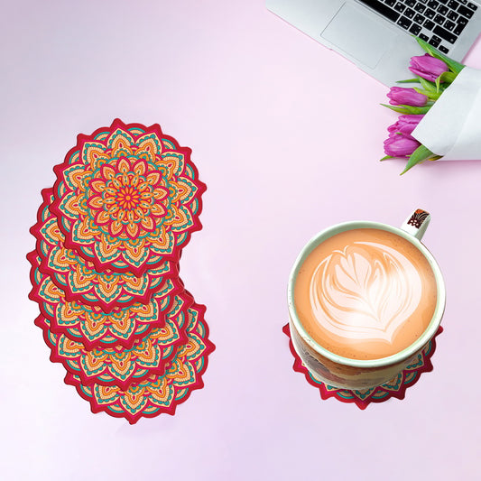 RAG28 Pine Wood Designer Tea Coasters (D1) Set of 6