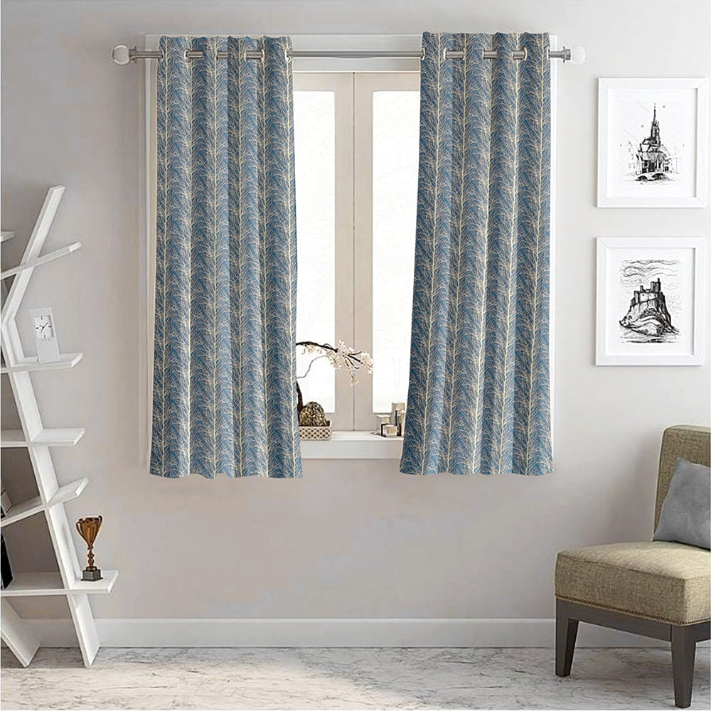 JBF HOMES Orchid 5 Feet Window Curtain - Blue 152 x 117 cm