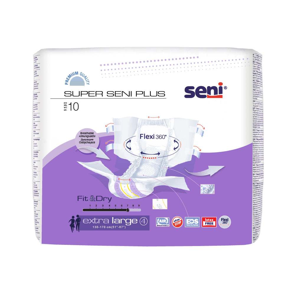 Seni Super Plus Breathable Adult Diapers - Extra Large (10 Pieces)