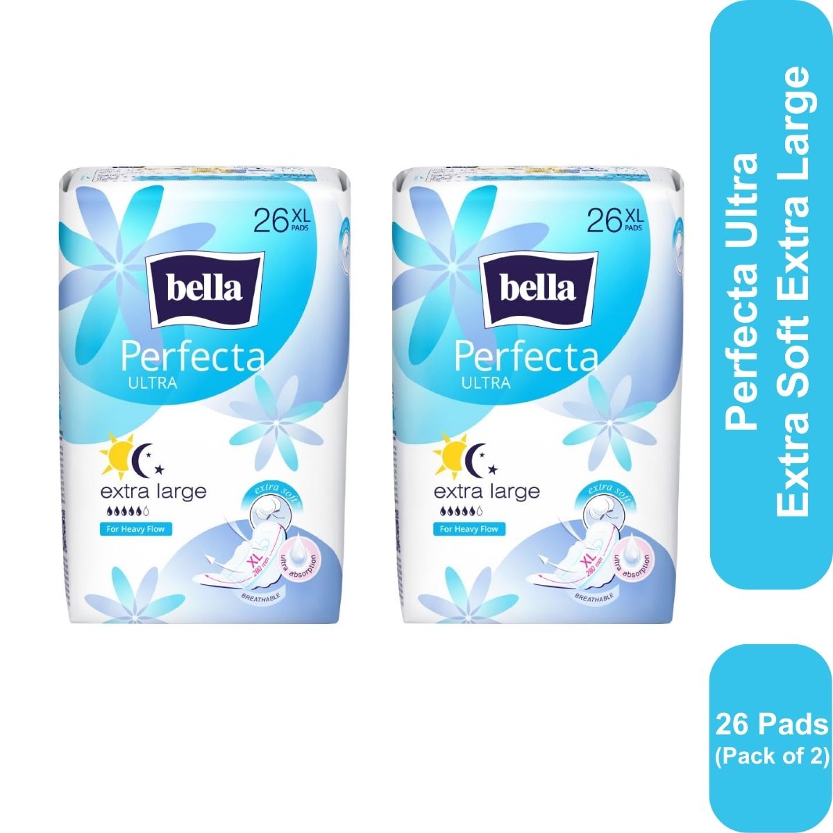 Bella Perfecta Ultra Extra Soft Sanitary Napkins Extra Large 26 Pcs (Pack Of 2)