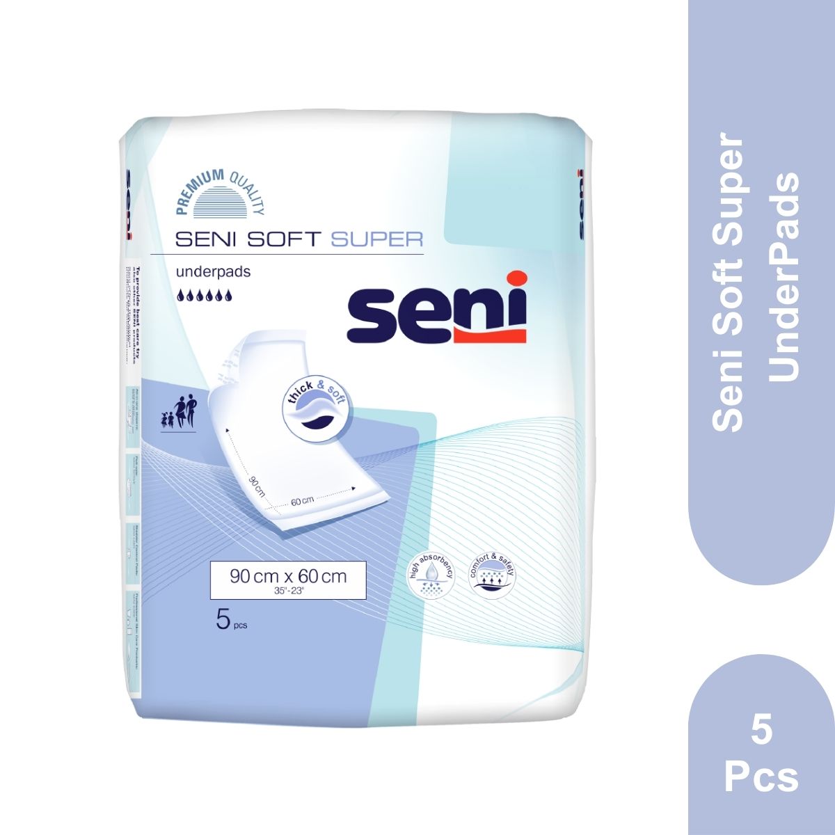 Seni Soft Super Underpads 5 Pieces (90 x 60 Cm)