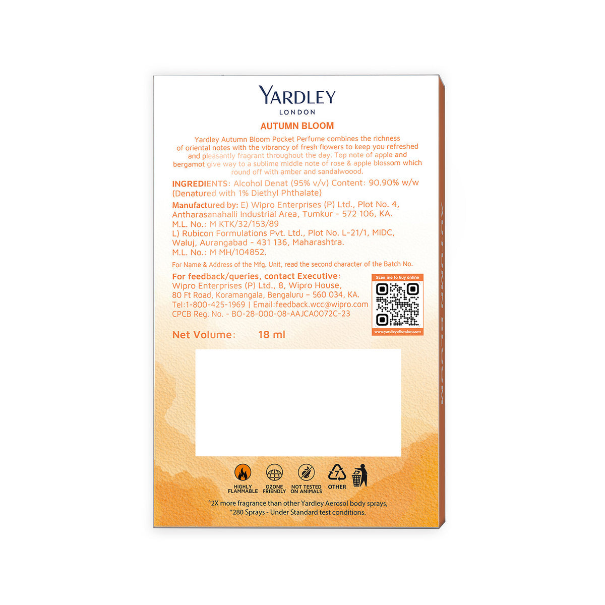 YARDLEY AUTUMN BLOOM COMPACT PERFUME, 18ML