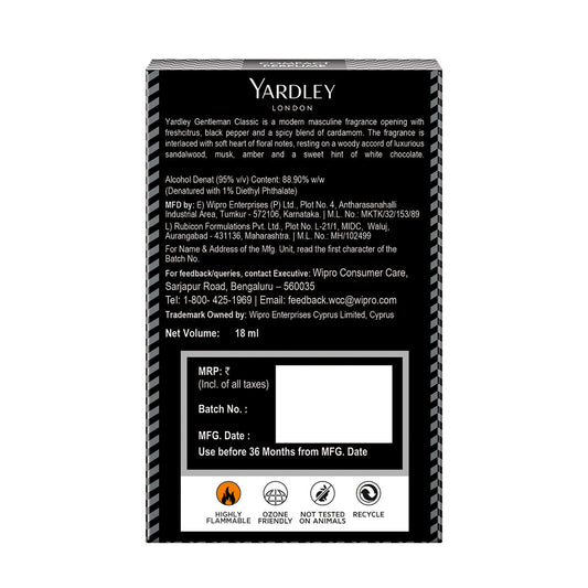 YARDLEY GENTLEMAN CLASSIC COMPACT PERFUME 18ML