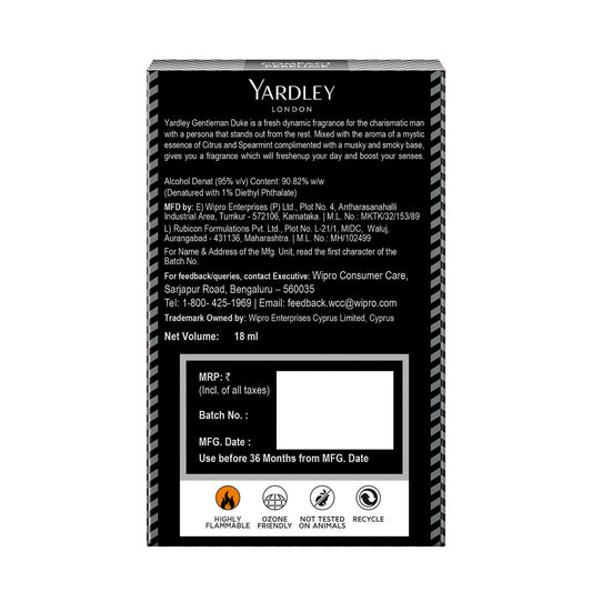 YARDLEY GENTLEMAN DUKE COMPACT PERFUME, 18ML