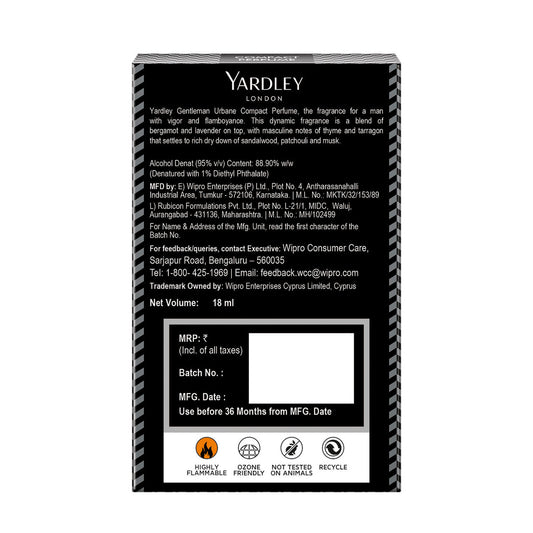 YARDLEY GENTLEMAN URBANE COMPACT PERFUME, 18ML