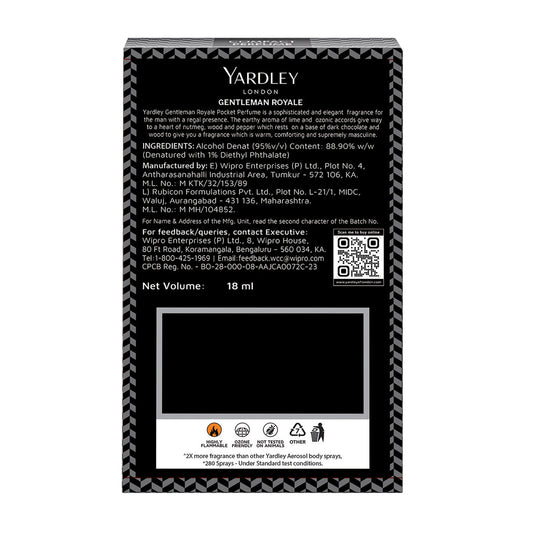 YARDLEY GENTLEMAN ROYALE COMPACT PERFUME, 18ML