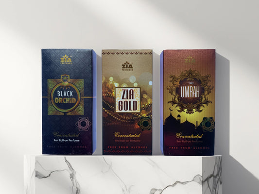Ramzan Special Zia Attar Combo Black Orchid, Gold & Umrah (9ml Each)