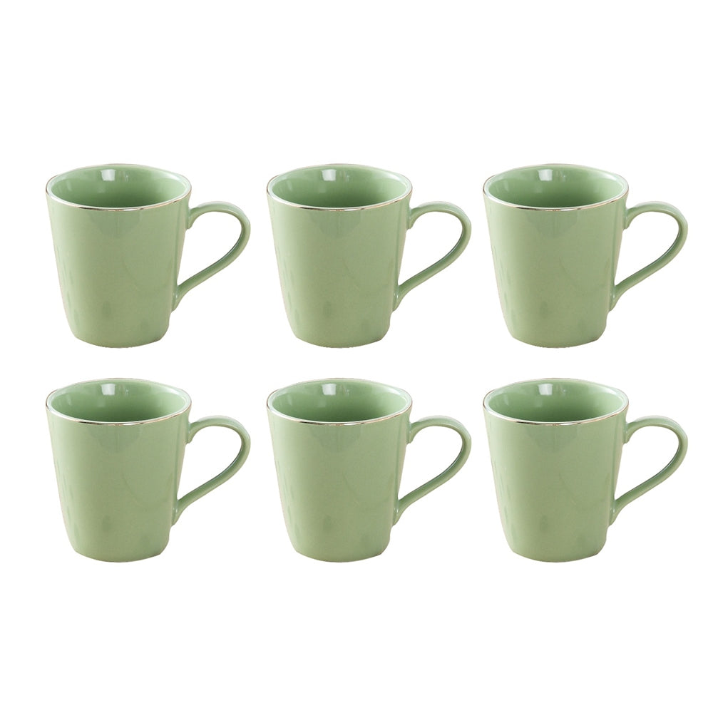Yamasin Bonechina Wonder Gold Rim Mug - Mint - 180 ml 6 Pieces