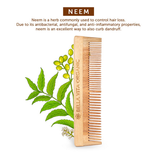 Bellavita NEEM Wooden Dual Tooth Comb