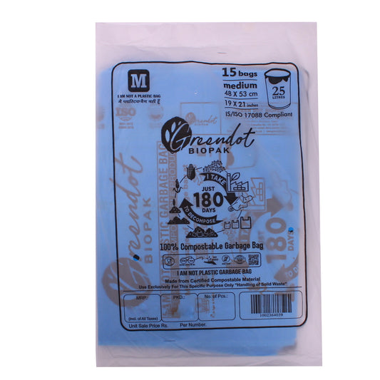 Bio Compostable Blue Garbage Bag - 19X21 Inches 15 Bags
