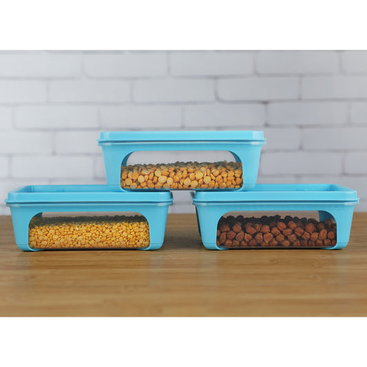 Unica 2K Rectangular Storage Container (Blue) - 840 ml (Set of 3) 1 Unit