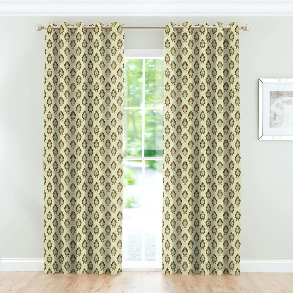 Zircon Door Curtain Damask - Coffee 112 cm X 210 cm