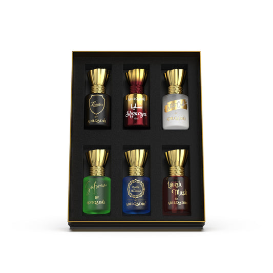 Adil Qadri Assorted Luxury Attar Perfume Gift Set (6 × 5.5Ml)