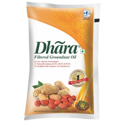 Dhara Groundnut Oil Pouch 1 Ltr