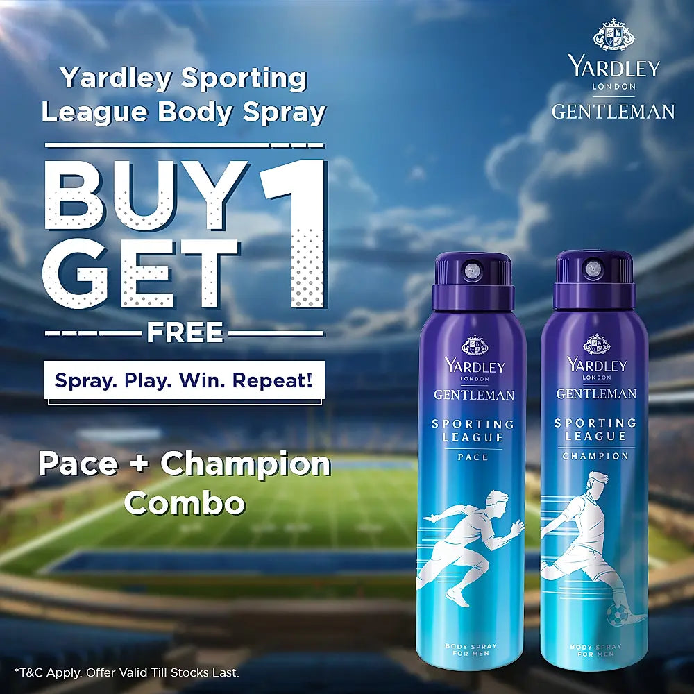YARDLEY GENTLEMEN PACE & CHAMPION COMBO (150ML * 2) SPORTING LEAGUE BODY SPRAY