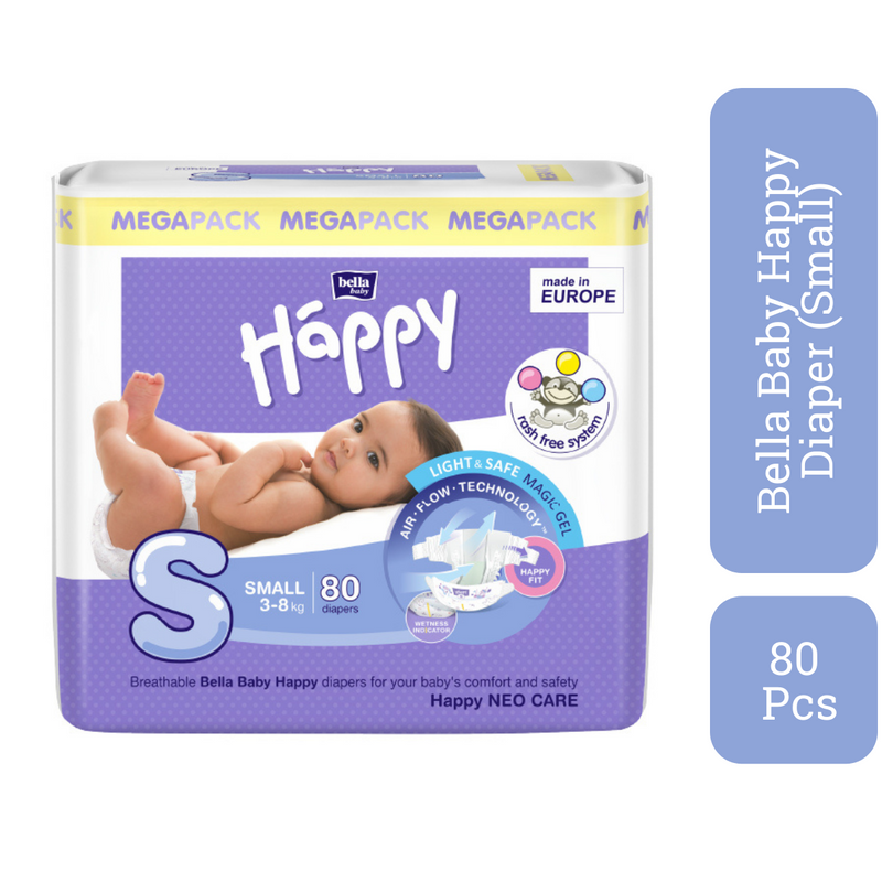 Shop Bella Baby Happy S (Small) 3-8Kg 80 Diapers