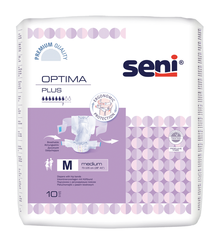 Shop Seni Optima Plus Medium Adult Diapers With Hip Bands 10 Pcs