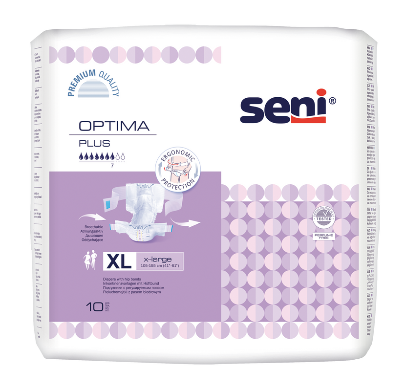 Shop Seni Optima Plus X-Large Adult Diapers With Hip Bands 10 Pcs