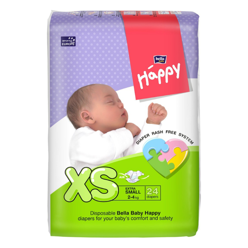Bella Baby Happy Diapers XS (Extra Small) 2-4kg 24 Diapers