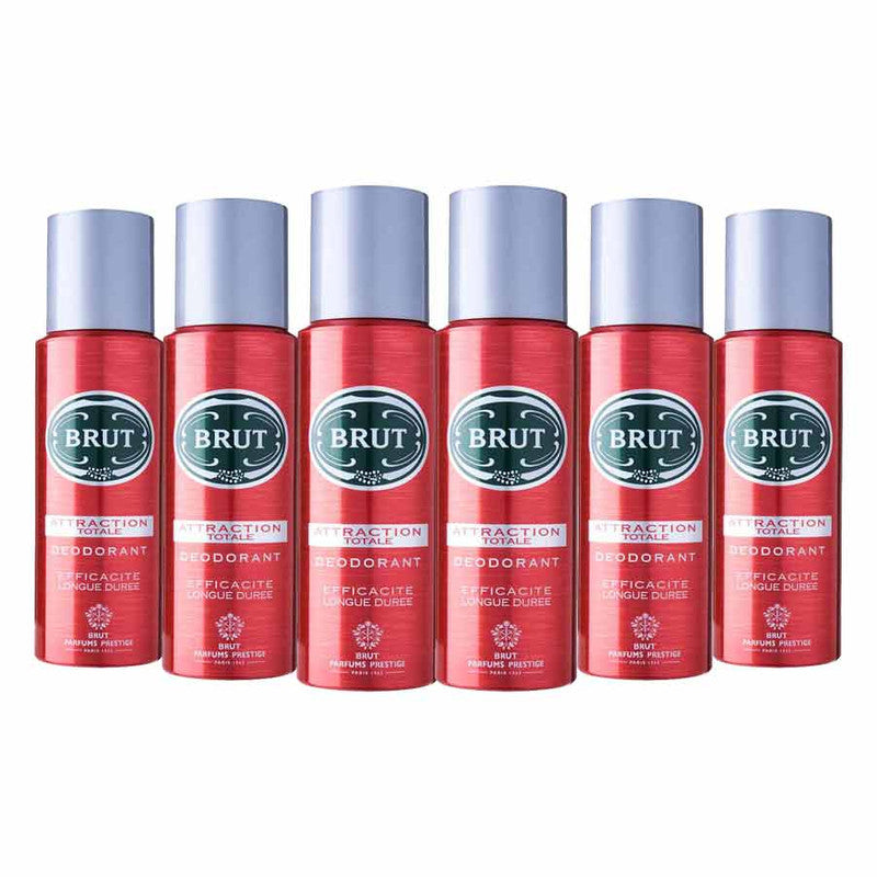 Brut Attraction Totale Pack Of 6 Deodorants For Men