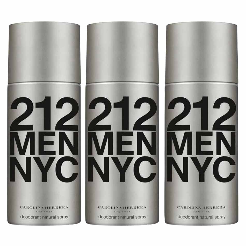 Carolina Herrera 212 Pack of 3 Deodorant Sprays For Men 150ML Each