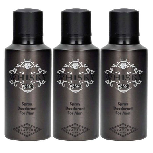 Evaflor Whisky Black Pack Of 3 Deodorants For Men 150ML Each