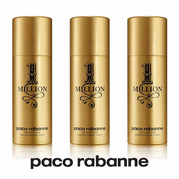Paco Rabanne One Million Pack of 3 Premium No Gas Deodorants For Men 150ML