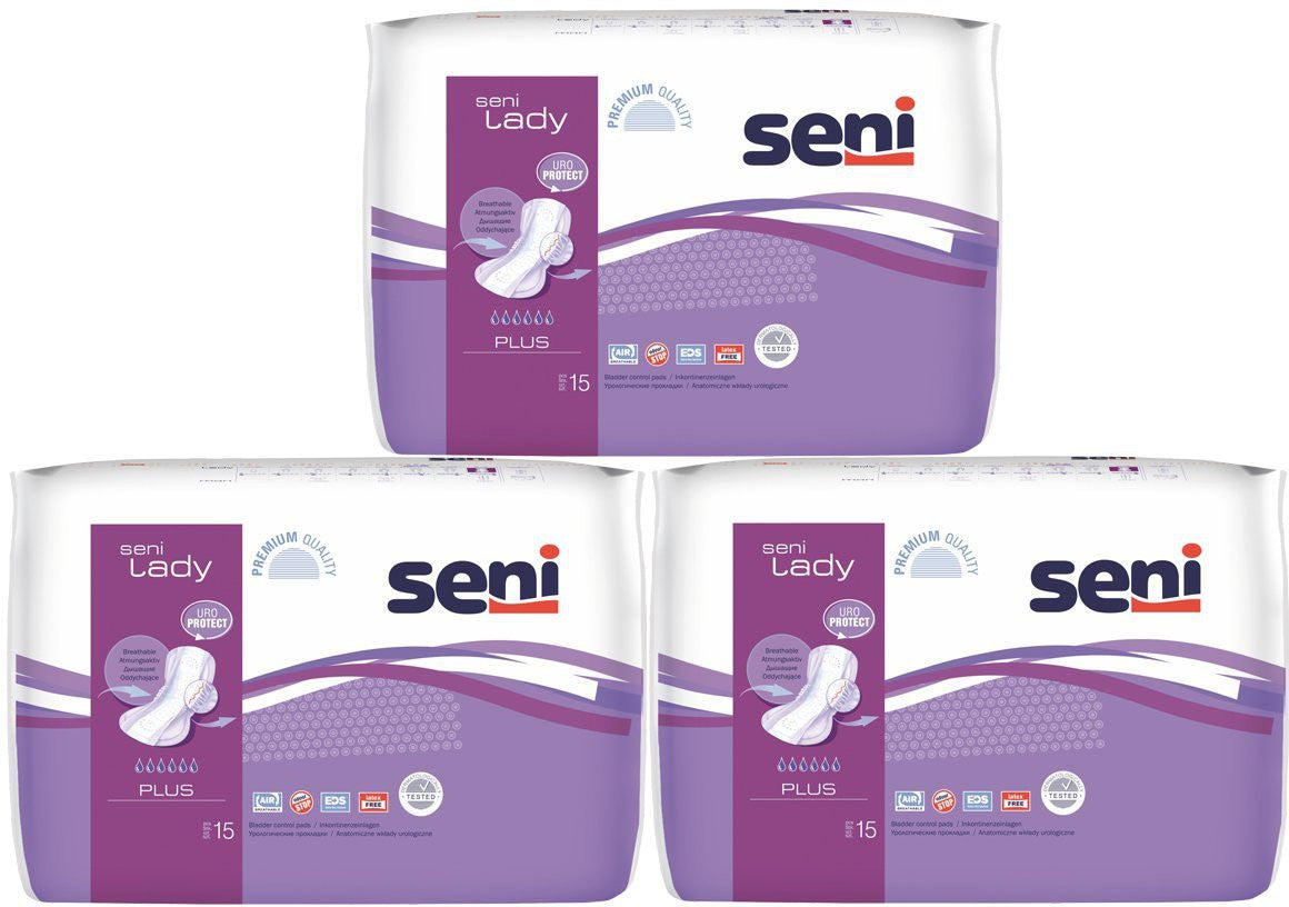 Shop Seni Lady Bladder Control Pads Plus 15 Pcs (Pack of 3)