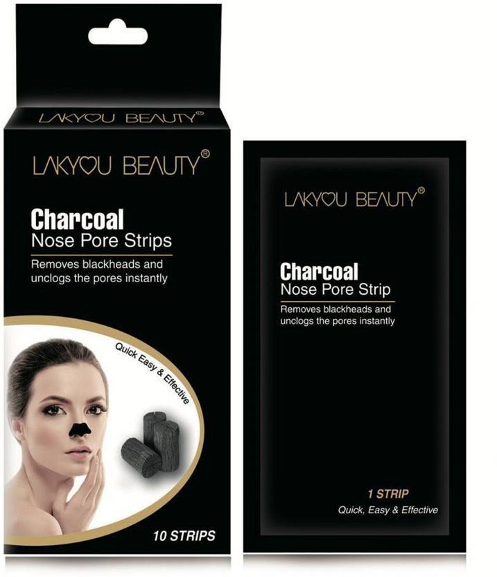 Lakyou Beauty Charcoal Nose Pore Strips | Removes Blackheads And Unclogs The Pores Instantly  (10 Strips)