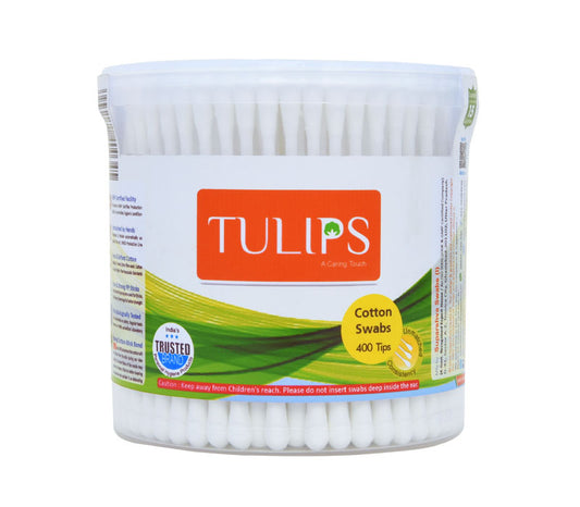 Tulips Cotton Buds 400 Tips/200 Stems in a Round Jar