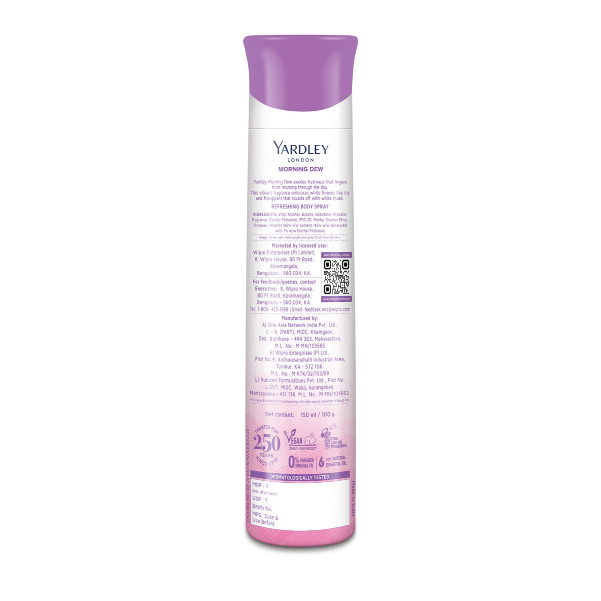 YARDLEY MORNING DEW DEO 150ML