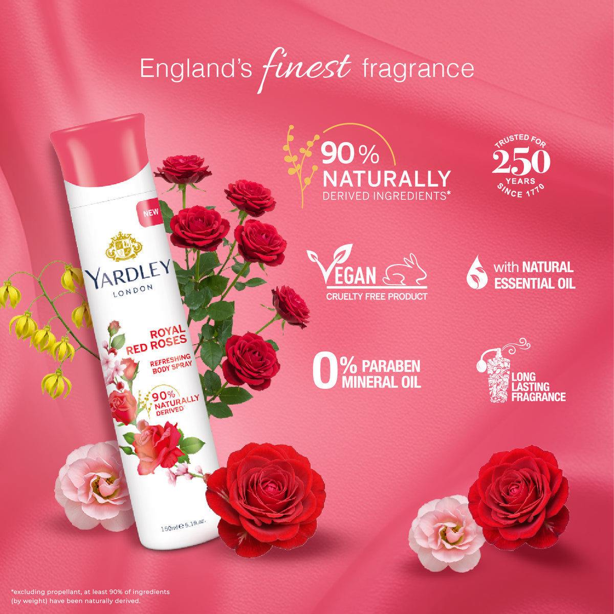 YARDLEY ROYAL RED ROSES DEO 150ML