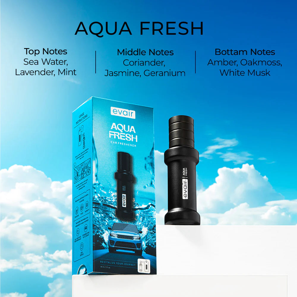 Evair Air Aqua Fresh – 30ml Car Freshener with Over 250 Long-Lasting Sprays
