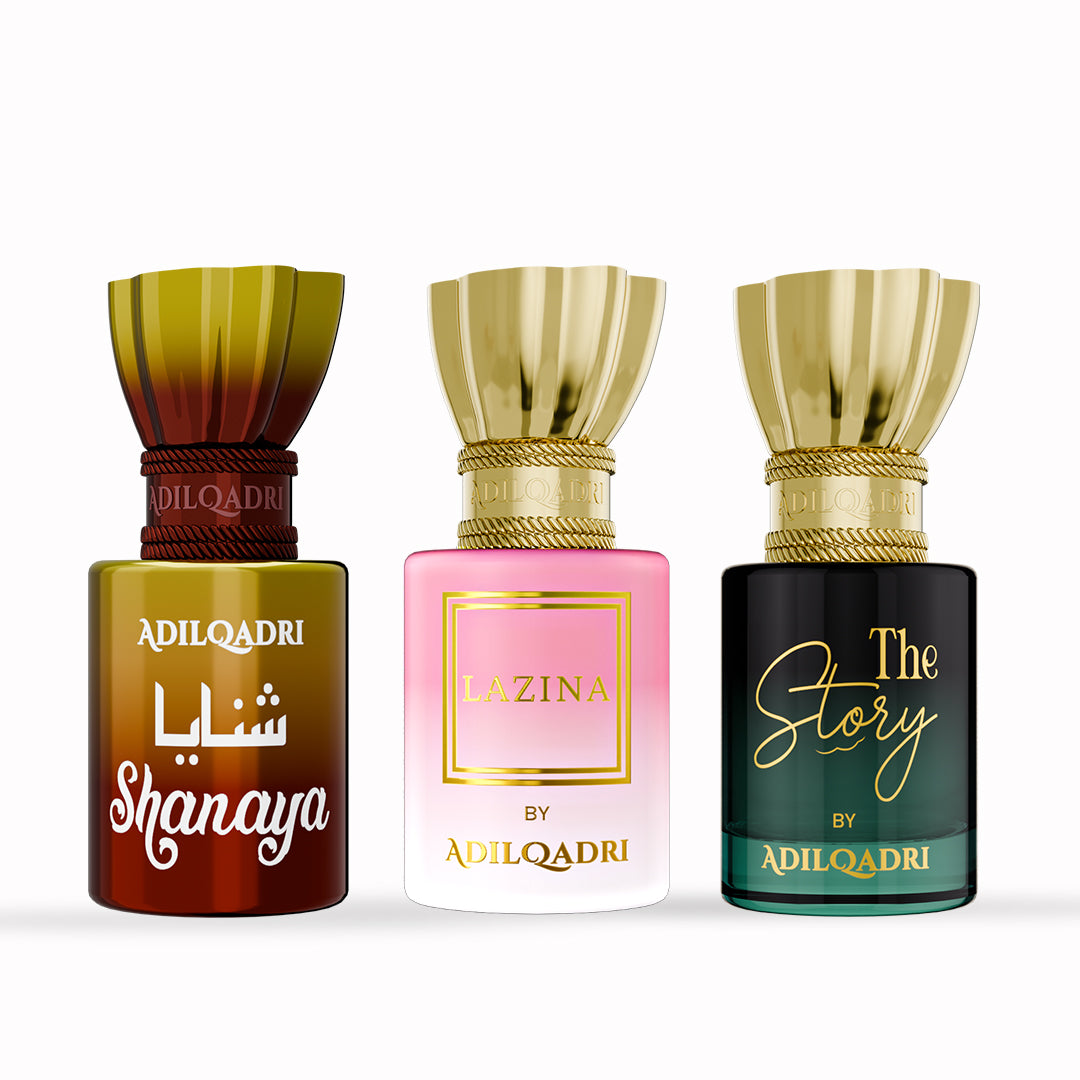 Adil Qadri 3 Pcs Attar Set Shanaya, Lazina And The Story 5.5 ML Each