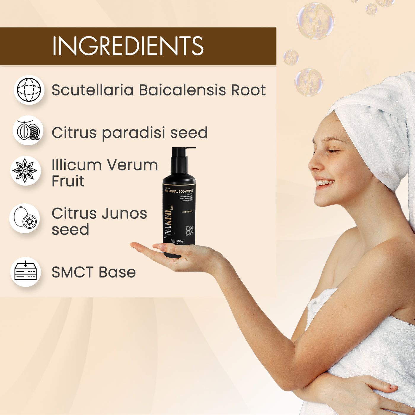 NAKED Fact SMCT Base Microbial Oud Body Wash 300ml