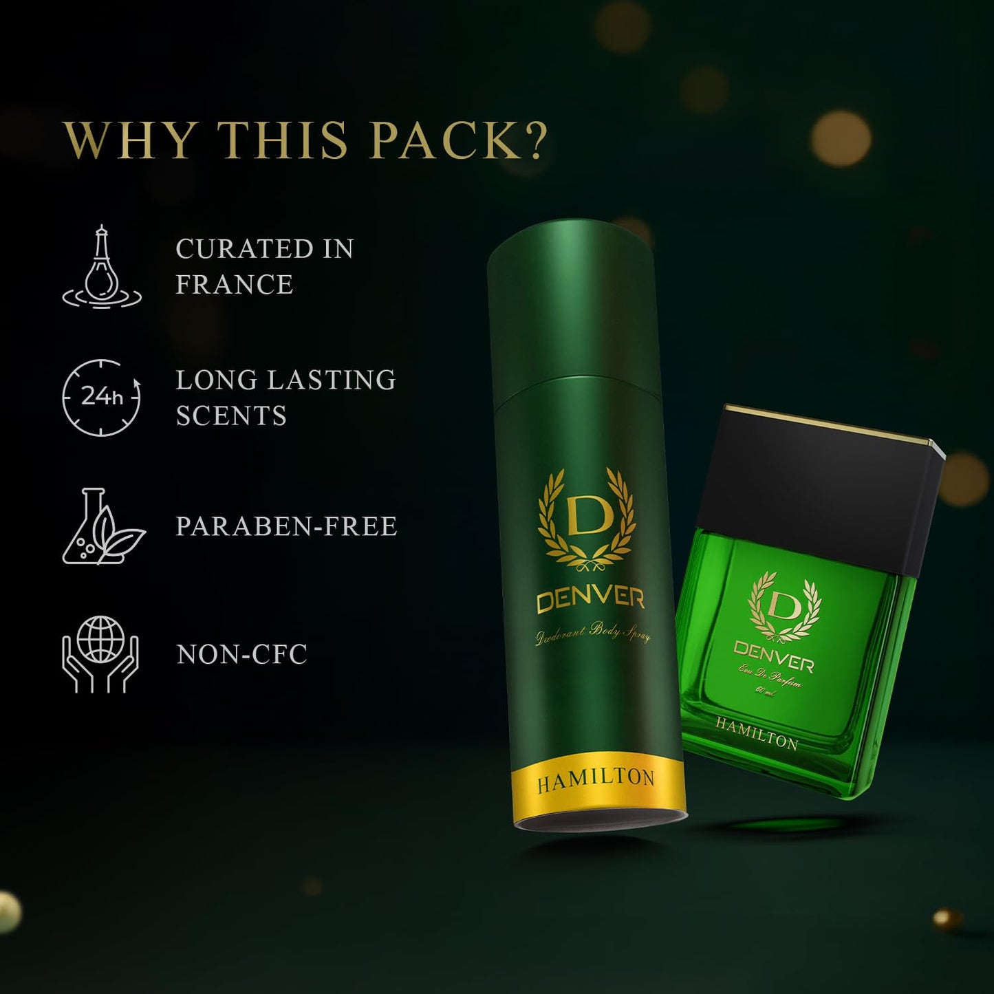 Denver Hamiltion Deodorant and Perfume Gift Set (Each 165ML + 60ML)