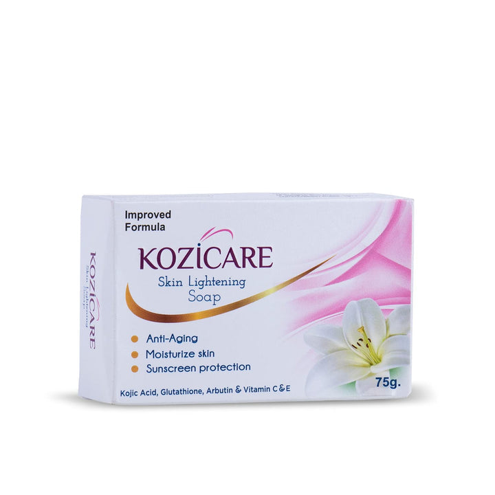 Kozicare Skin Lightening Soap  | Sun Screen Protection | Contains Goodness Of 0.50% Kojic Acid, 0.50% Arbutin, 0.50% Vitamin C, 0.50% Vitamin E, 0.30% Glutathione - 75Gm