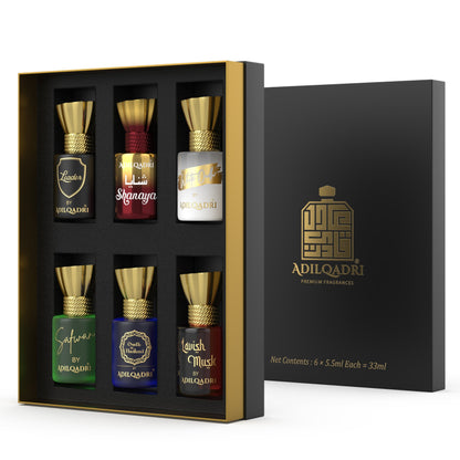 Adil Qadri Assorted Luxury Attar Perfume Gift Set (6 × 5.5Ml)