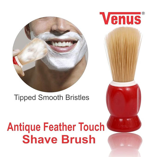 Venus Men'S Plastic Antique Feather Touch Shave Brush With Tipped Bristles For Smoother Shaves