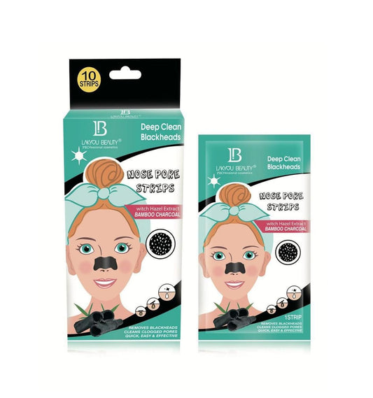 Lakyou Beauty Bamboo Charcoal Nose Pore Strips | Unclogs Pores | Removes Dirt & Blackheads  10 Strips