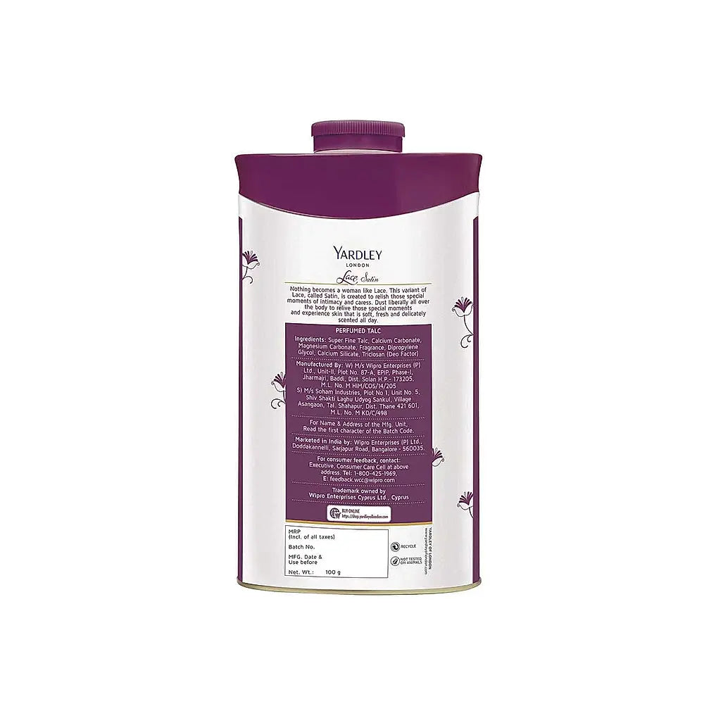 Yardley LACE SATIN PERFUMED TALC 100G