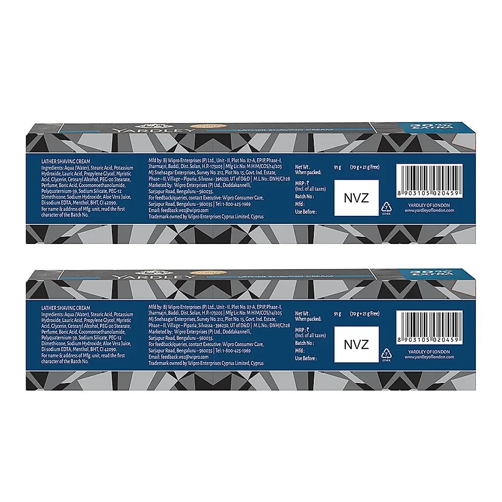 Yardley ELEGANCE SHAVING CREAM 70G (PACK OF 2)