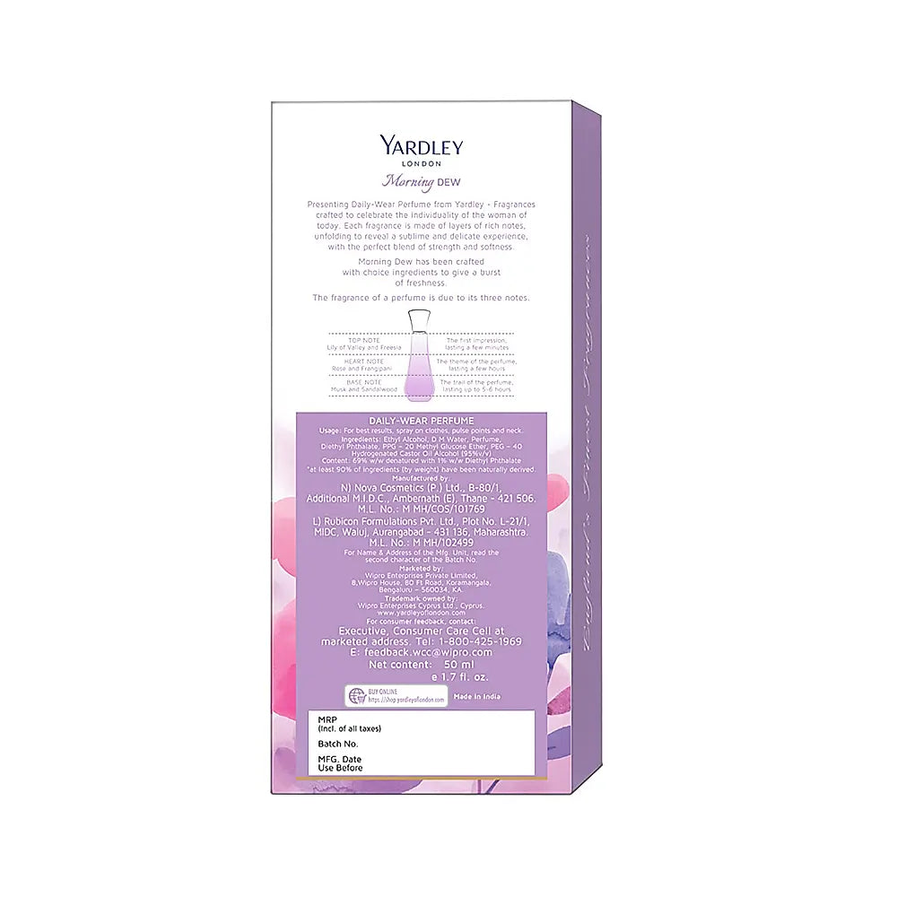 YARDLEY MORNING DEW DAILY WEAR PERFUME 50ML
