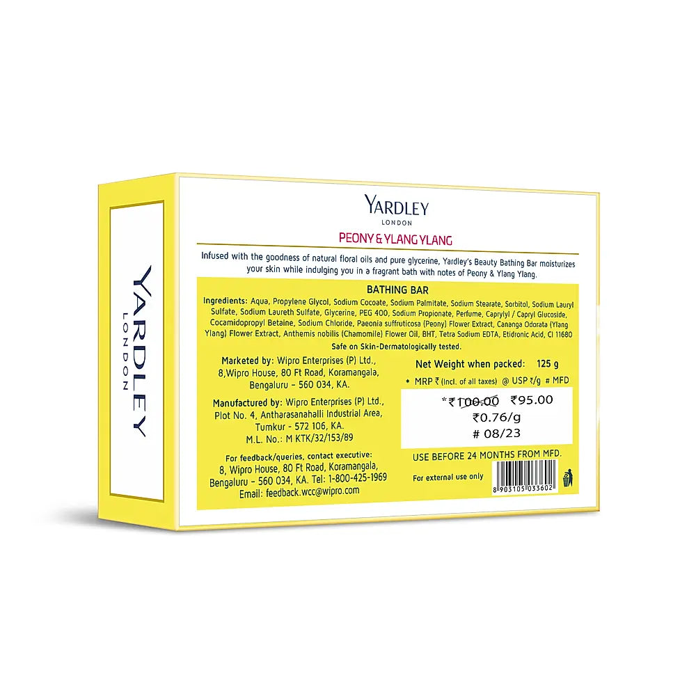 Yardley CLEAR GEL BAR PEONY & YLANG YLANG 125G