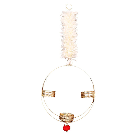 Decorative Gajra Hanging Diya 2 - White & Gold 1 Unit